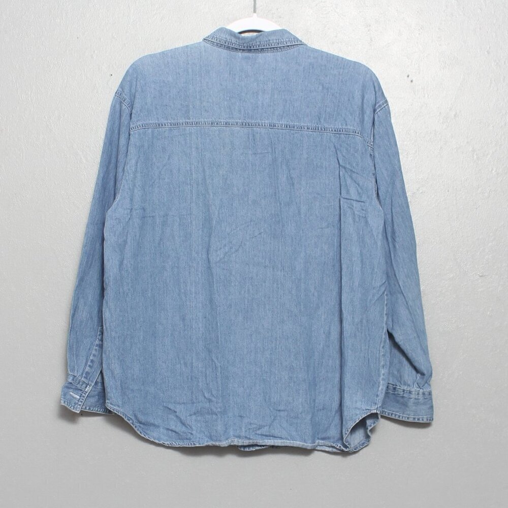 Vintage honors denim Santa embroidered  button up long sleeve shirt - Picture 2 of 9